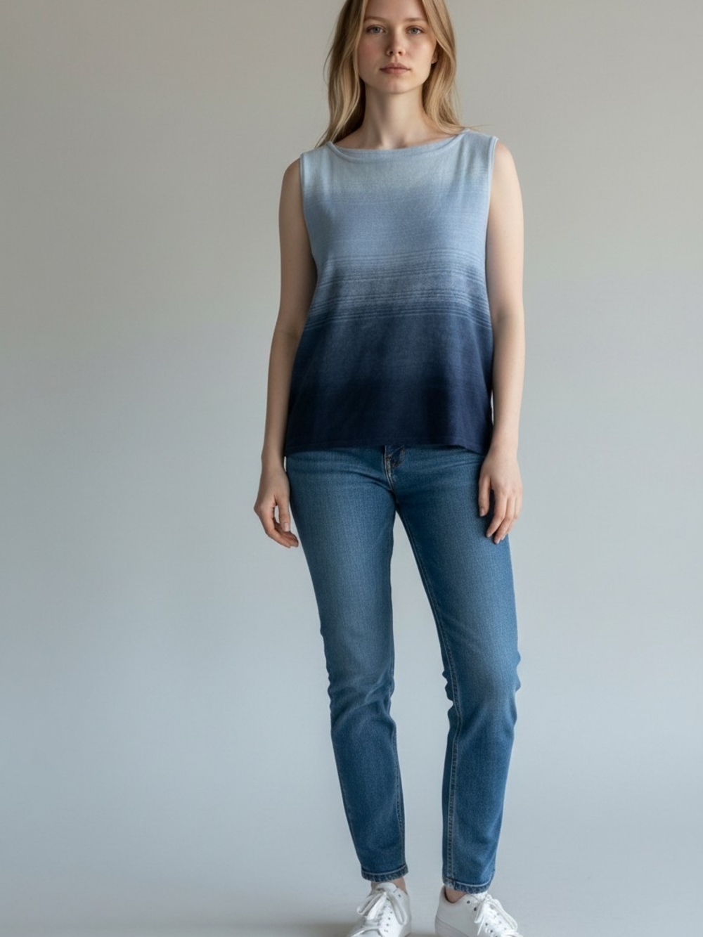 Lauren Ralph Lauren Blue Ombré Sleeveless Top Size L